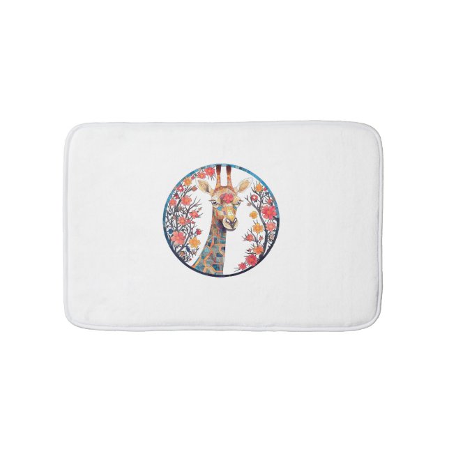 Giraffe Artwork Colourful - Church Blossom Animals Bath Mat (Front)