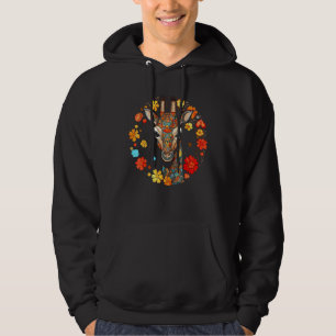 Giraffe Artwork Colourful Flowers Animals Motif Gi Hoodie