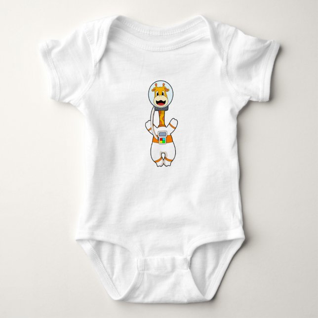 Giraffe as Astronaut in Costume Baby Bodysuit (Front)