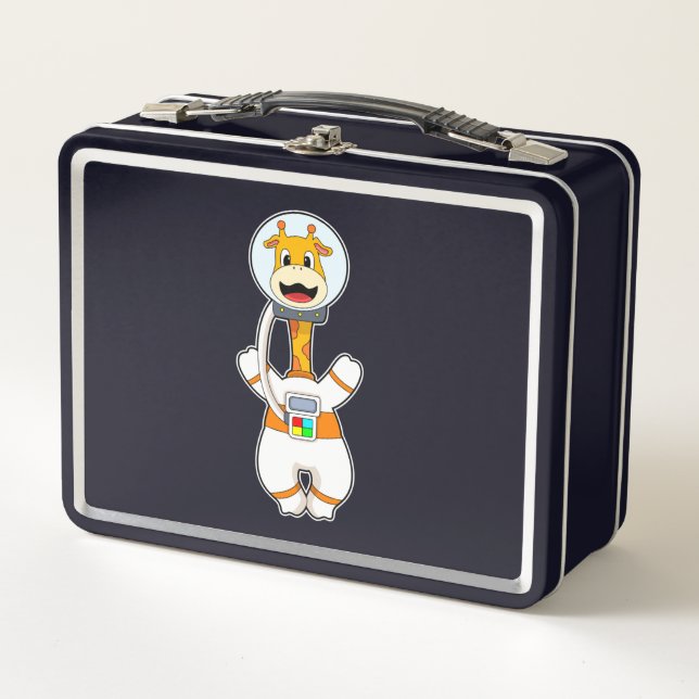 Giraffe as Astronaut in Costume Metal Lunch Box (Front)