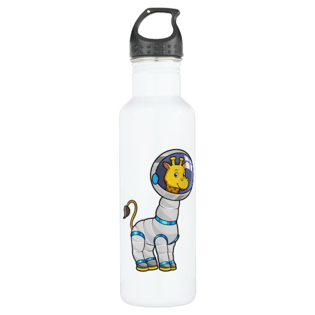 Giraffe as Astronaut in Glass sphere 710 Ml Water Bottle (Front)