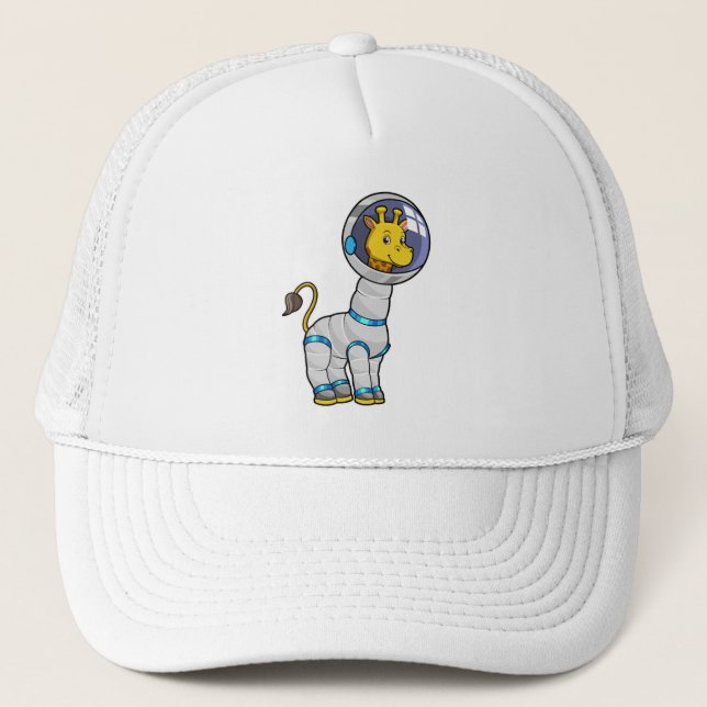 Giraffe as Astronaut in Glass sphere Trucker Hat (Front)