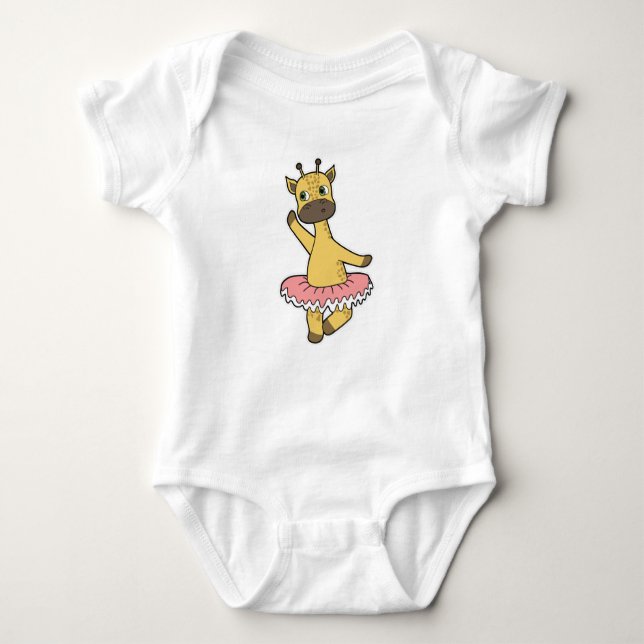 Giraffe as Ballerina at Ballet with Skirt Baby Bodysuit (Front)
