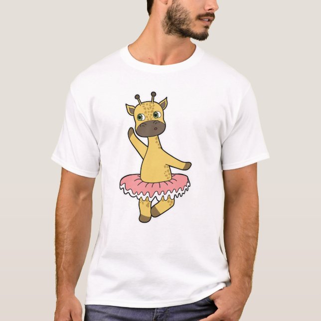 Giraffe as Ballerina at Ballet with Skirt T-Shirt (Front)