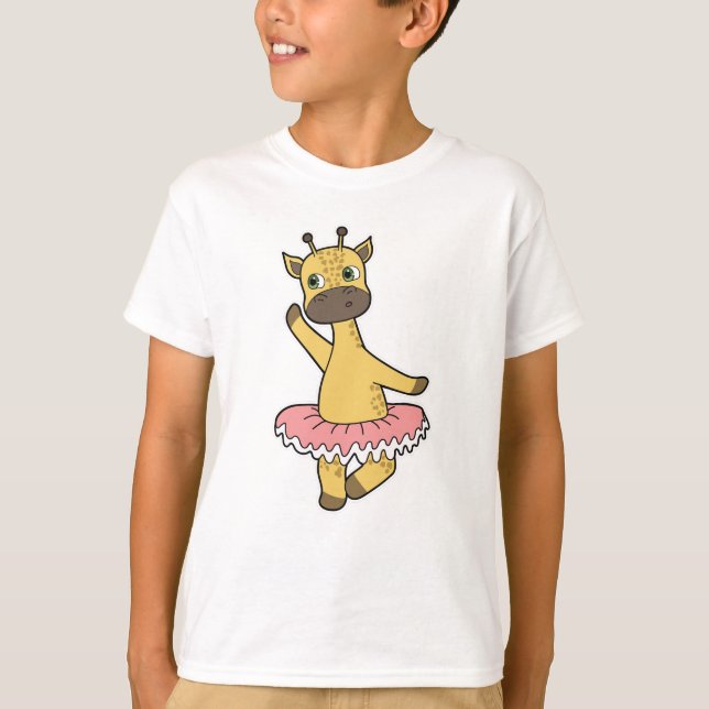 Giraffe as Ballerina at Ballet with Skirt T-Shirt (Front)