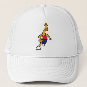 Giraffe as Basketball player with Basketball ball Trucker Hat