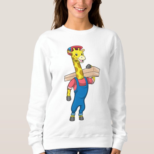 Giraffe as Carpenter with Wood Sweatshirt (Front)
