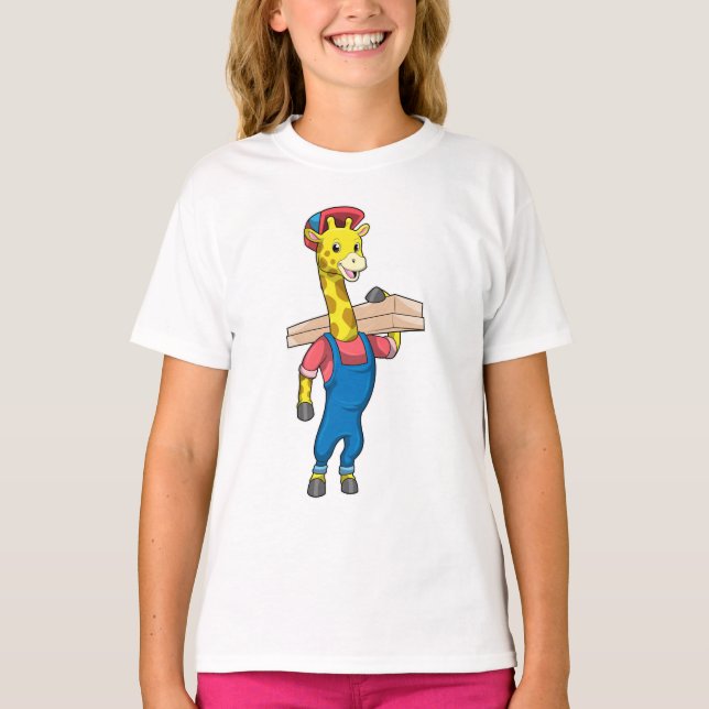 Giraffe as Carpenter with Wood T-Shirt (Front)