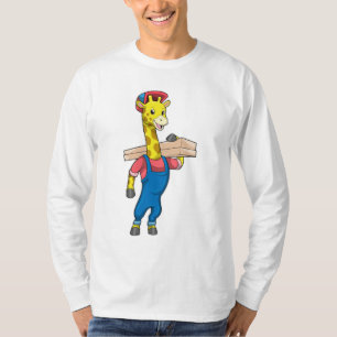 Giraffe as Carpenter with Wood T-Shirt