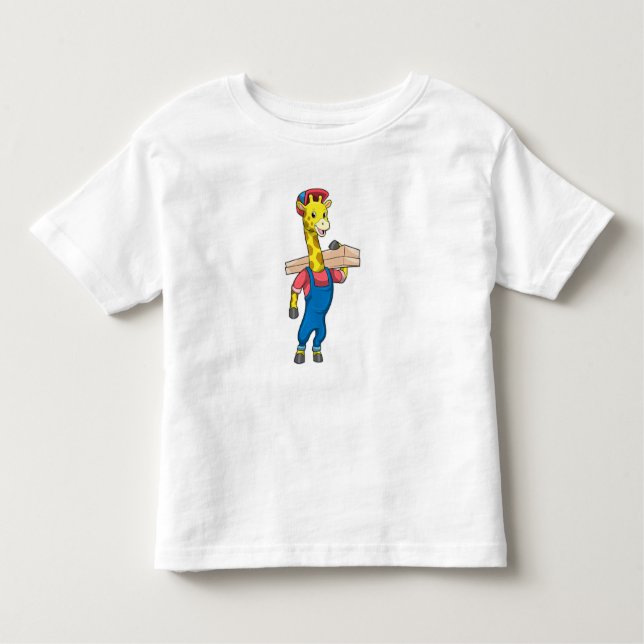 Giraffe as Carpenter with Wood Toddler T-Shirt (Front)