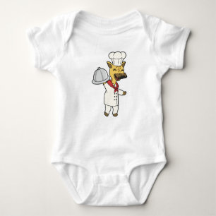 Giraffe as Chef with Cooking apron & Platter Baby Bodysuit