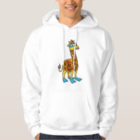 Giraffe as Diver with Swimming goggles & Flippers