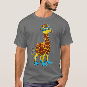 Giraffe as Diver with Swimming goggles Flippers T-Shirt