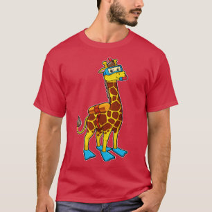 Giraffe as Diver with Swimming goggles Flippers T-Shirt