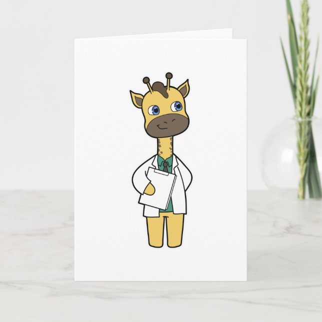 Giraffe as Doctor with Notepad Card (Front)