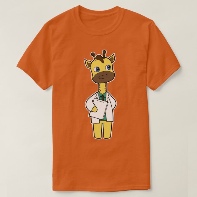 Giraffe as Doctor with Notepad T-Shirt (Design Front)