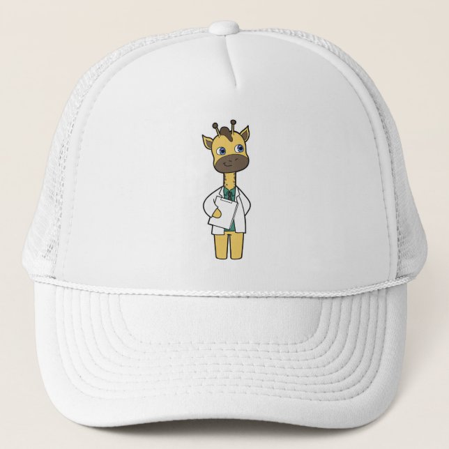 Giraffe as Doctor with Notepad Trucker Hat (Front)