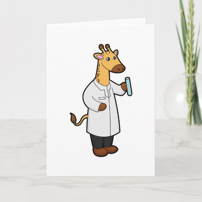 Giraffe as Doctor with Test tube Card (Front)