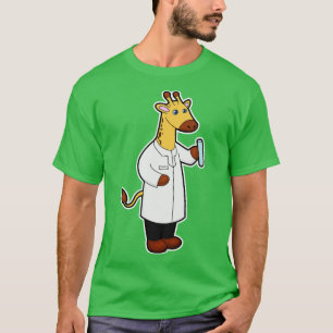 Giraffe as Doctor with Test tube T-Shirt