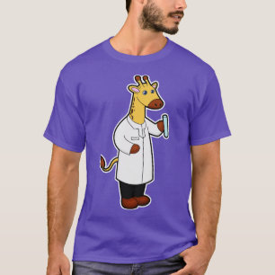 Giraffe as Doctor with Test tube T-Shirt
