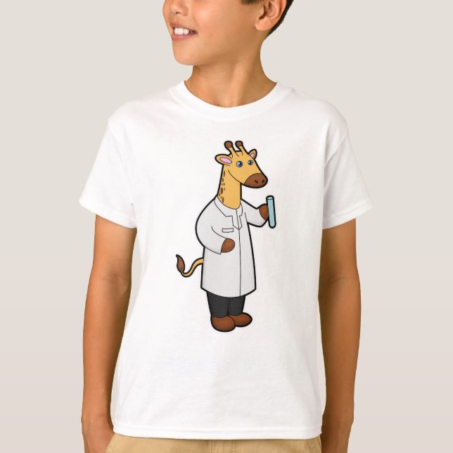 Giraffe as Doctor with Test tube T-Shirt (Front)