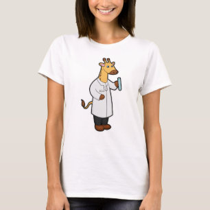 Giraffe as Doctor with Test tube T-Shirt