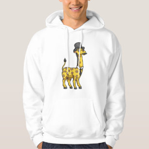Giraffe as Gentleman with Hat, Tie and Moustache Hoodie