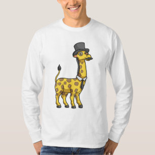 Giraffe as Gentleman with Hat, Tie and Moustache T-Shirt