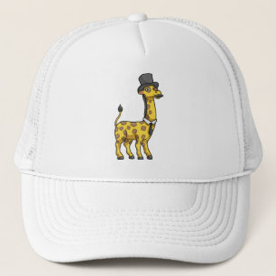 Giraffe as Gentleman with Hat, Tie and Moustache Trucker Hat