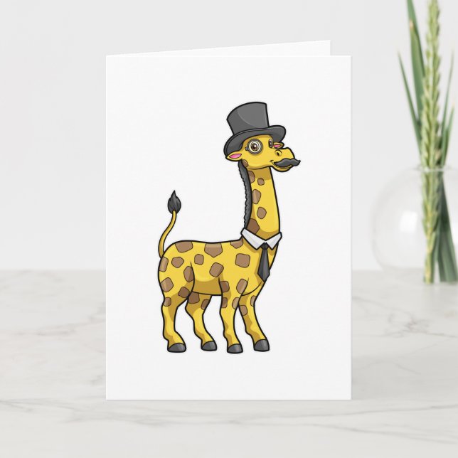 Giraffe as Gentleman with Hat, Tie and Mustache Card (Front)
