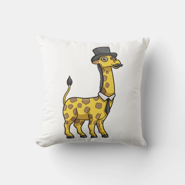 Giraffe as Gentleman with Hat, Tie and Mustache Cushion (Front)