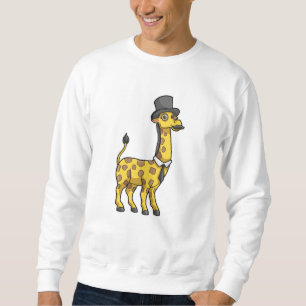 Giraffe as Gentleman with Hat, Tie and Mustache Sweatshirt