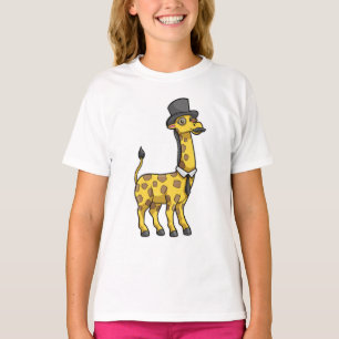 Giraffe as Gentleman with Hat, Tie and Mustache T-Shirt