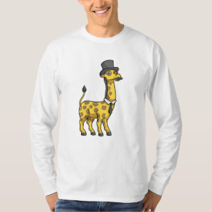 Giraffe as Gentleman with Hat, Tie and Mustache T-Shirt