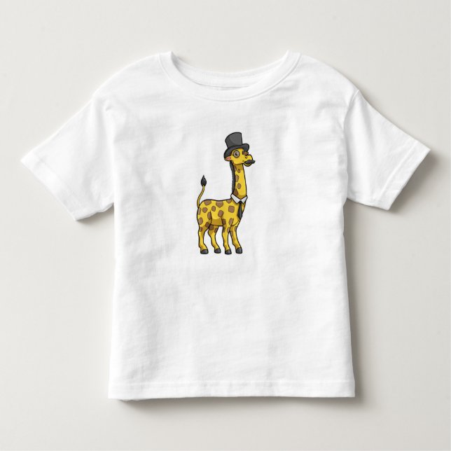 Giraffe as Gentleman with Hat, Tie and Mustache Toddler T-Shirt (Front)