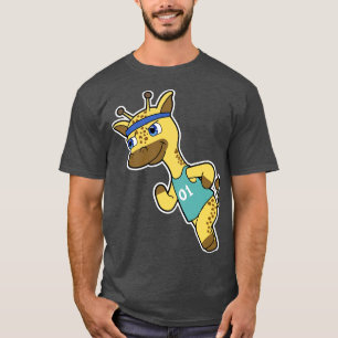 Giraffe as Jogger at Running with Head T-Shirt