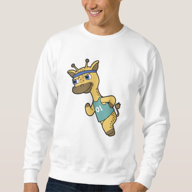 Giraffe as Jogger at Running with Headband Sweatshirt (Front)