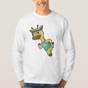 Giraffe as Jogger at Running with Headband T-Shirt