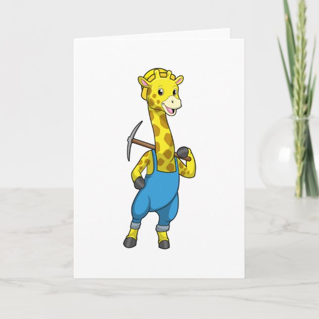 Giraffe as Miner with Pickaxe Card (Front)