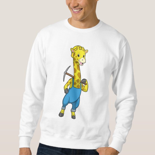Giraffe as Miner with Pickaxe Sweatshirt (Front)