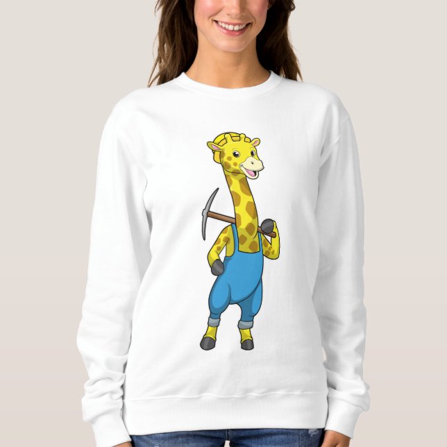Giraffe as Miner with Pickaxe Sweatshirt (Front)