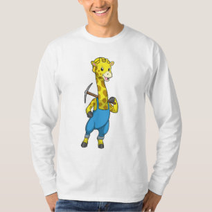 Giraffe as Miner with Pickaxe T-Shirt
