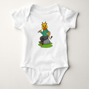Giraffe as Painter with Paint brush Baby Bodysuit