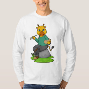 Giraffe as Painter with Paint brush T-Shirt