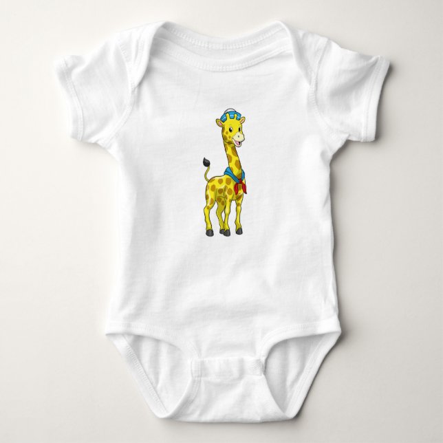 Giraffe as Sailor with Sailor hat Baby Bodysuit (Front)