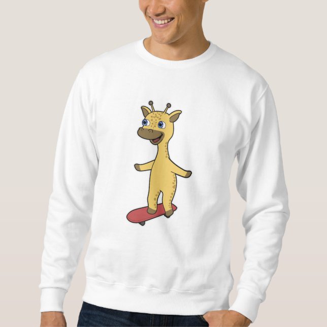 Giraffe as Skater with Skateboard Sweatshirt (Front)