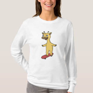 Giraffe as Skater with Skateboard T-Shirt