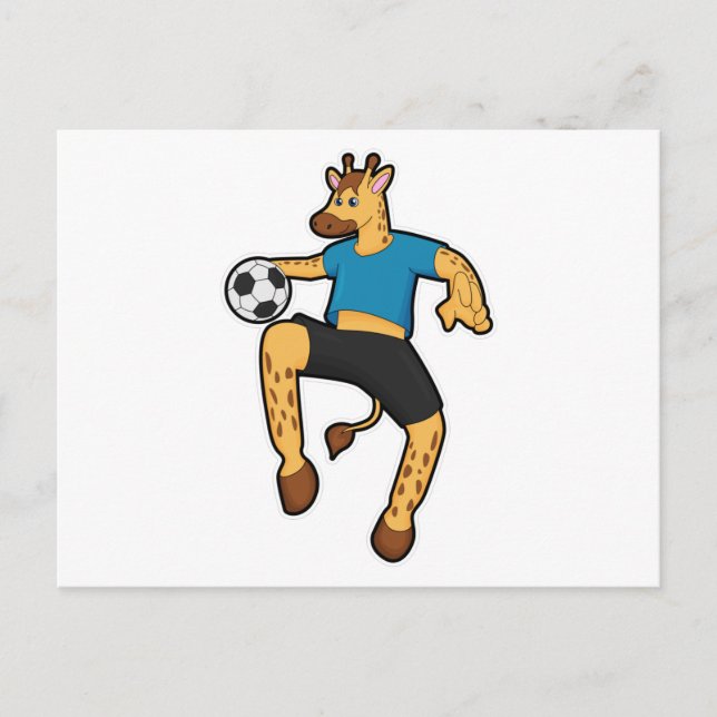 Giraffe as Soccer player with Soccer ball Postcard (Front)