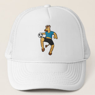 Giraffe as Soccer player with Soccer ball Trucker Hat