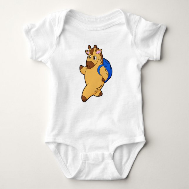 Giraffe as Student with Backpack Baby Bodysuit (Front)